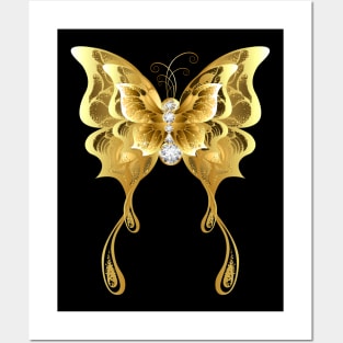 Three Gold and Diamond Butterflies Posters and Art